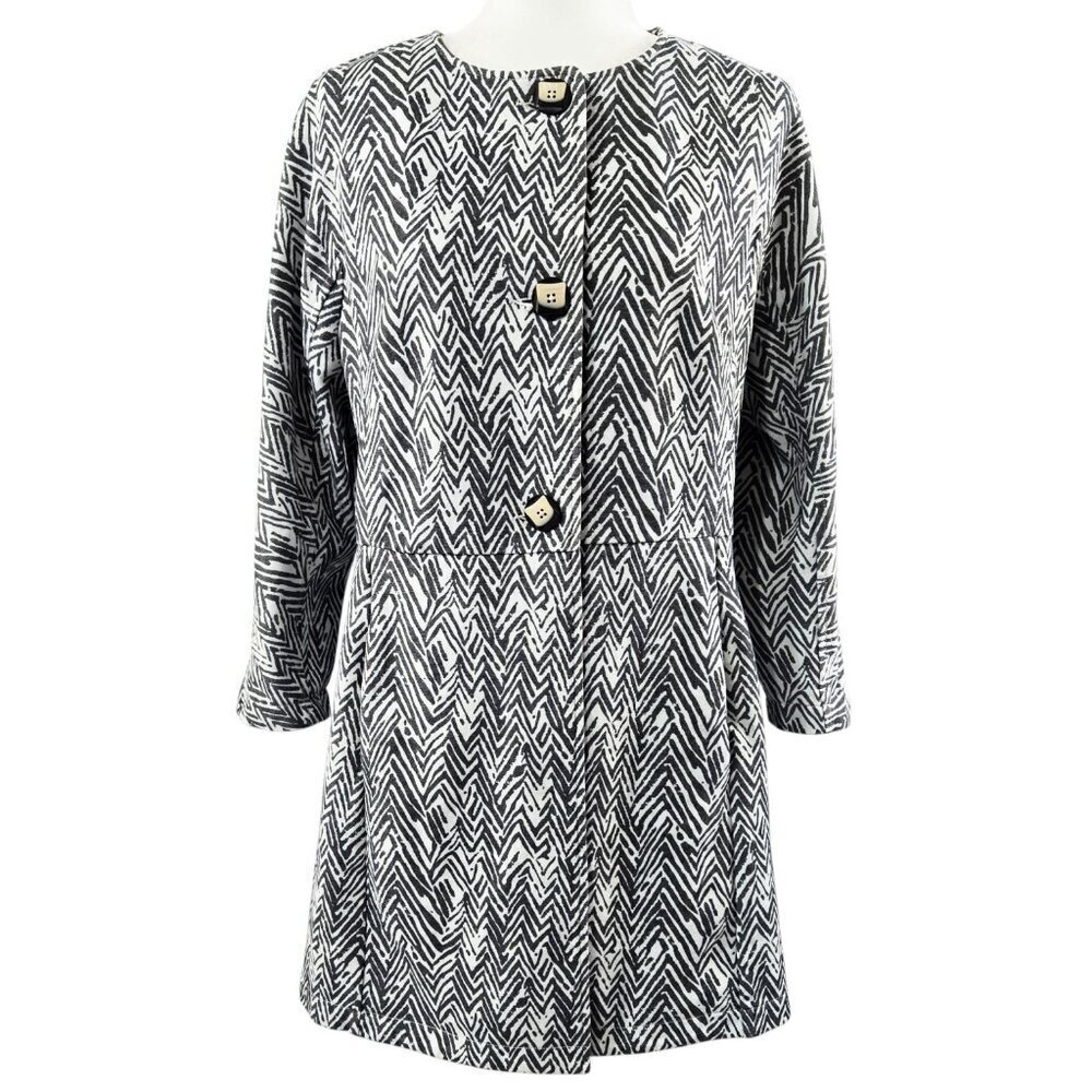 CAbi Black & White Patterned Long Jacket